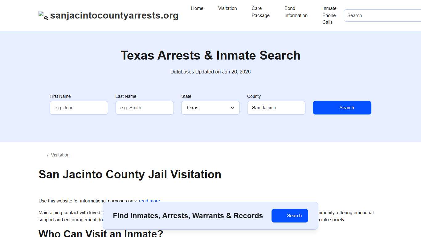 Inmate Visitation - San Jacinto County, TX